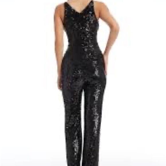 NWT Dress the Population Charlie Plunging Sequin Jumpsuit Sz M - Picture 4 of 12